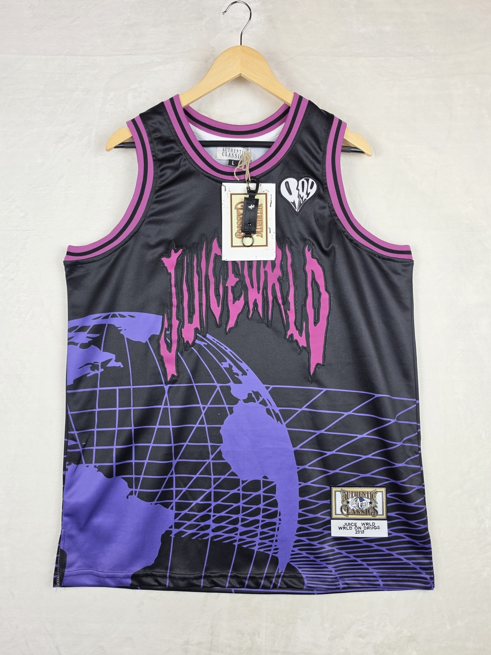 Juice WRLD 999 Wrld On Drugs Basketball Jersey Mens L Authentic Classics NWT